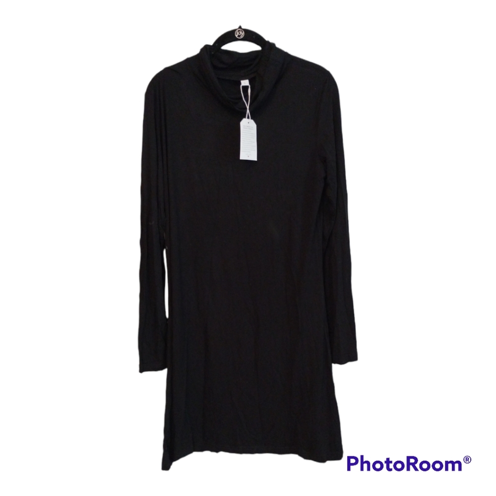NWT midi black mock neck long sleeve dress